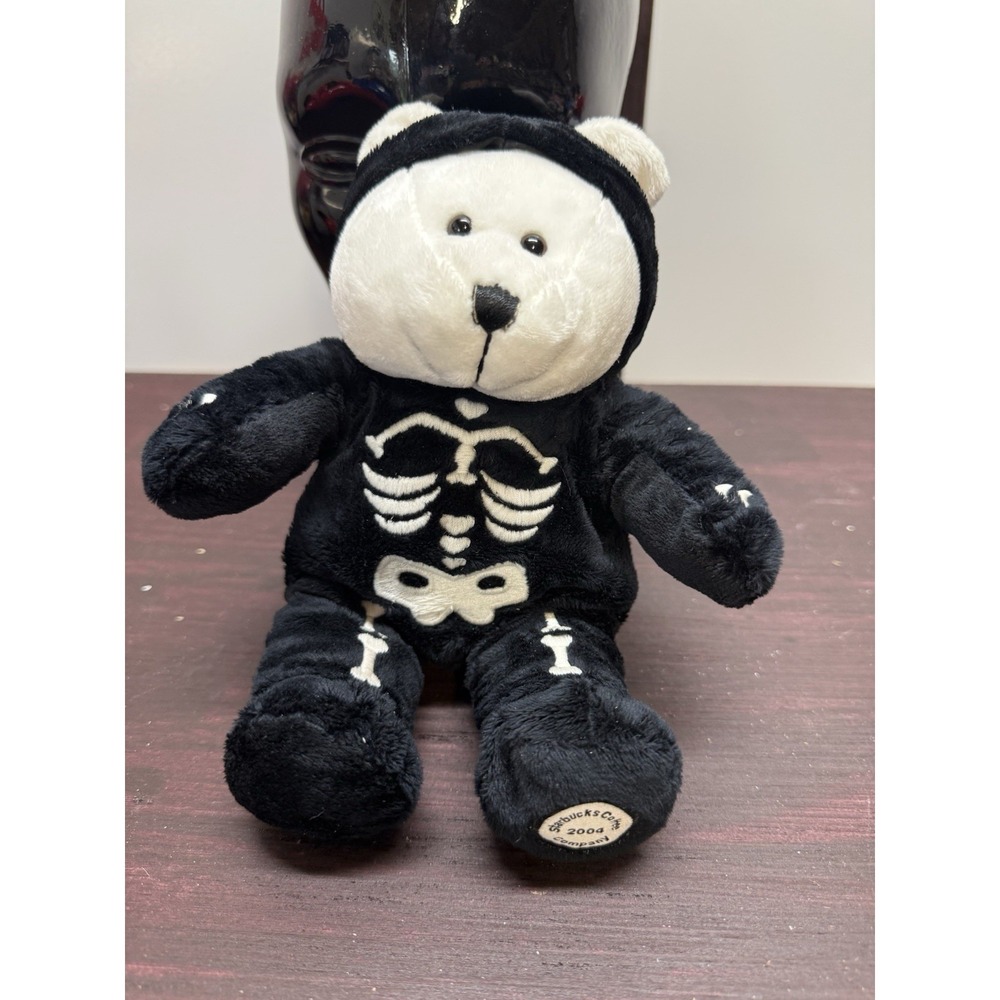 Starbucks Coffee Bearista 2004 Plush Halloween Skeleton Glows